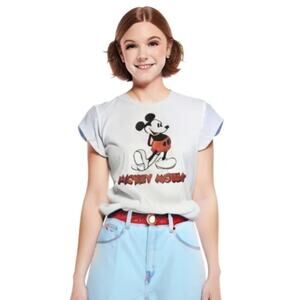 Vintage Y2K Disney Mickey Mouse Graphic T-Shirt White Tee XL